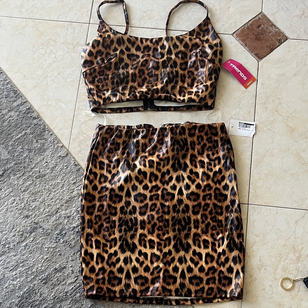 Fierce Leopard Print Two-Piece Set PVC